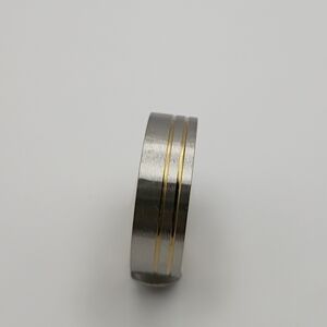 Stainless Steel Alloy Silver and Gold Ring Band For Men Size 21 U.S Size 10.25